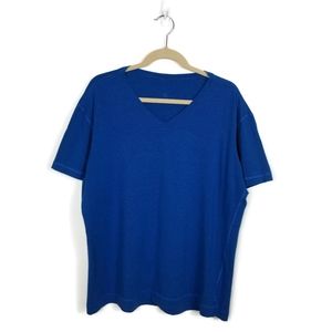 Lululemon Royal Blue Striped V-Neck Basic Tee XL